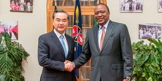 Wang Yi and Uhuru Kenyatta