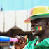 A vendor selling Cameroon football attire poses for a portrait in Yaounde on January 5, 2022