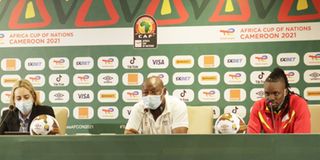 Burkina Faso assistant coach Firmin Sanou and captain Bertrand Traore