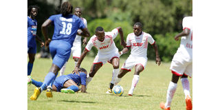 Ulinzi Stars mdifielder John Kago dribbles the ball