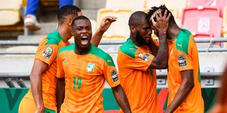 Ivory Coast's midfielder Franck Kessie celebrates 