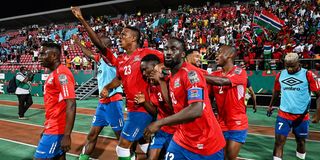 Gambia midfielder Ablie Jallow celebrates