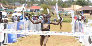 Samuel Chebolei wins the Athletics Kenya National Cross Country Championships senior men's race