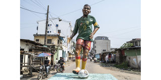 The statue of Cameroon's football superstar Samuel Eto'o 