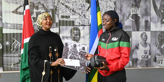 CS Amina Mohamed and Angela Okutoyi