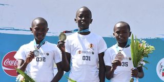 Memorial Agnes Tirop World Cross Country Gold Tour, boys 1 kilometre race medallists
