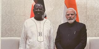 Raila Odinga with Indian PM Narendra Modi