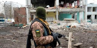 A member of the Ukrainian Territorial Defence Forces