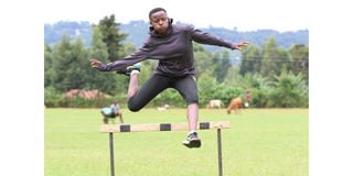 Valentine Mokaya from Kiberesi training camp clears a hurdle