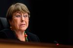 UN High Commissioner for Human Rights Michelle Bachelet attends a press conference