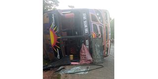 The Climax bus that rolled at Losengeli in Sabatia, Vihiga County.