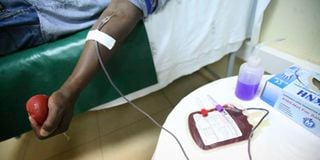 A man donating blood.