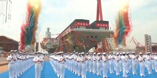 The launch ceremony of the Fujian, a People's Liberation Army (PLA) aircraft carrier