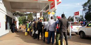 Boda boda operators line up to buy fuel