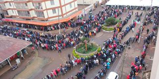 People queue to vote during the 2017 elections.