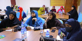 Somali women entrepreneurs attend a seminar on labour rights in Mogadishu