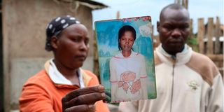 Relatives of Ms Agnes Wanjiru show her photo