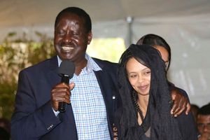 Raila Odinga (Left) with Fidel's widow Lwam Getachew Bekele in 2015.