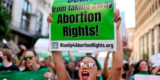 Abortion rights supporters march in Los Angeles, California