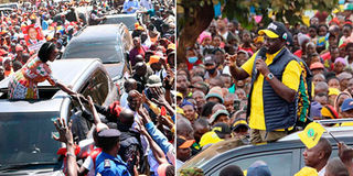 Kenyans attend Azimio and Kenya Kwanza campaigns. 