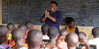 Geceso Women Network Director Susan Matinde speaks to Girls at a temporary anti-FGM rescue centre in Migori.
