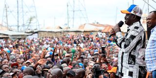 Azimio presidential candidate Raila Odinga Mombasa