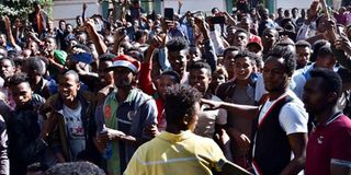 Supporters of Jawar Mohammed, a member of the Oromo ethnic group.