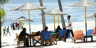 Guests at the Mombasa Continental Resort Beach.