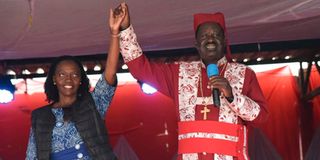 Azimio La Umoja Presidential Candidate Raila Odinga with his running mate Martha Karua.