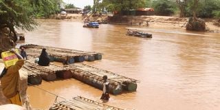 Rafts in River Daua along the Kenya-Ethiopia border