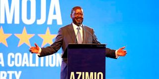 Azimio Presidential Candidate Raila Odinga during the Azimio Manifesto launch.