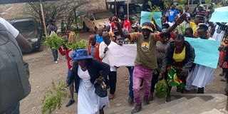  Protestors storming Turkana County Commissioner Muthama Wambua’s office over Napeitom village killings