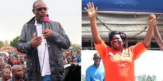 Homa Bay gubernatorial candidates Evans Kidero, Gladys Wanga