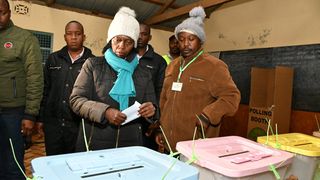Azimio la Umoja One Kenya Coalition party presidential running mate, Martha Karua, votes.