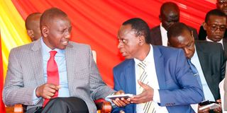 Deputy President William Ruto and Machakos MP Victor Munyaka.