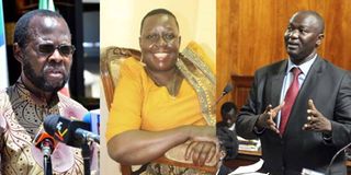 From left Kisumu Governor Anyang’ Nyong’o, Ms Ruth Odinga and lawyer Tom Ojienda.