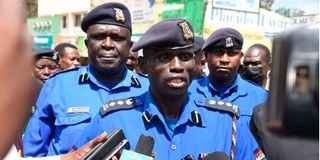 Uasin Gishu Deputy County Police Commander Zacchaeus Ng’eno addressing the press in Eldoret town on July 27, 2022