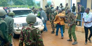 Police engaging with protestors at Nasokol Girls Secondary School in West Pokot County on August 10, 2022