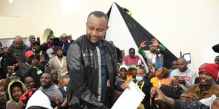 Amos Mwago, Starehe MP candidate on Jubilee ticket celebrates