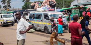 Travellers at Kisumu bus terminus.
