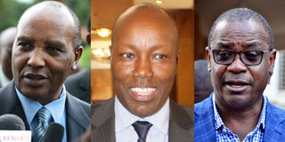 Governors Francis Kimemia (Nyandarua), Lee Kinyajui (Nakuru) and Homa Bay gubernatorial candidate Evans Kidero.