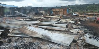 Houses burnt in Muchorwe village close to the multi border of Uasin Gishu, Nandi, Kericho and Baringo counties
