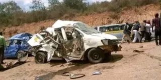 A scene of accident in Muranga involving seven vehicles.