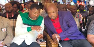 Ford Kenya leader Moses Wetang’ula and Kabuchai MP-elect Majimbo Kalasinga.