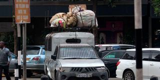 A Nairobi County Council Pick-Up vehicle loaded with hawkers merchadise