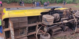 The wreckage of Kamiguru Education Centre bus