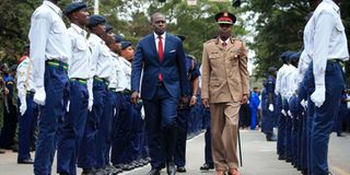 Governor Johnson Sakaja inspects a guard of honour