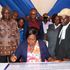 Homa Bay Woman Representative Gladys Wanga signs a health charter.