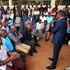 Kisii Governor Simba Arati speaks to county drivers at Gusii Stadium.