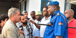 Mvita Sub-County Police Commander Maxwell Agoro speaks the Jordanians arrested in Mombasa.